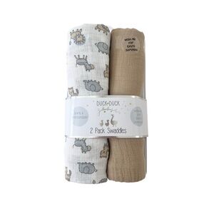 (NWT) Duck Duck Goose Safari Baby Swaddle Blanket Set - White and Tan